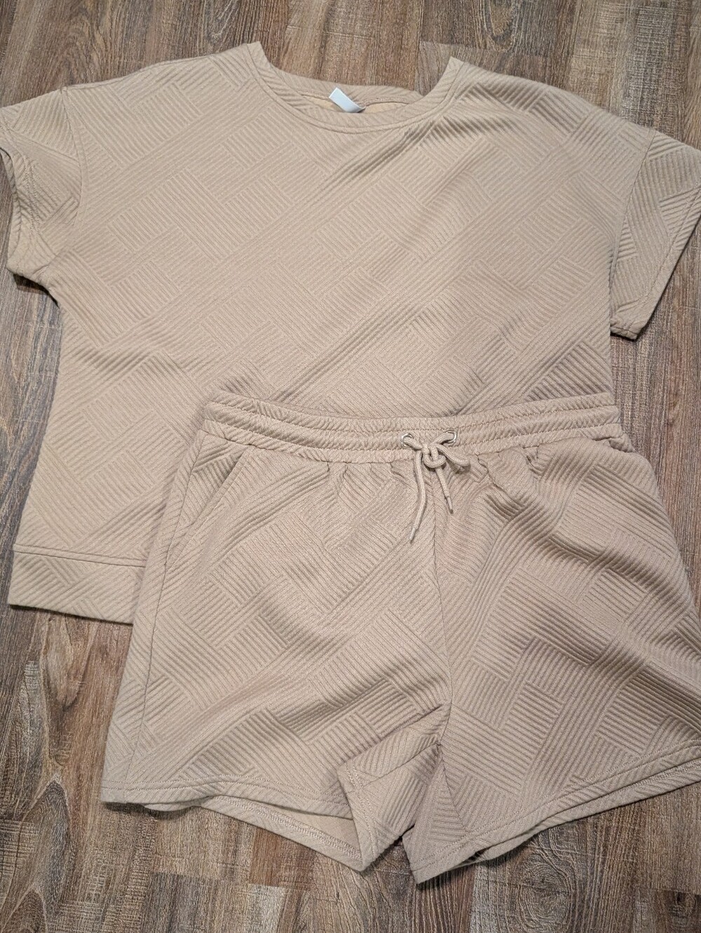 Neutral Textured Two-Piece Lounge Set - Beige